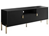 TV-Lowboard zweitürig mit Schublade und goldenen Metallfüßen Orlean Schwarz Matt