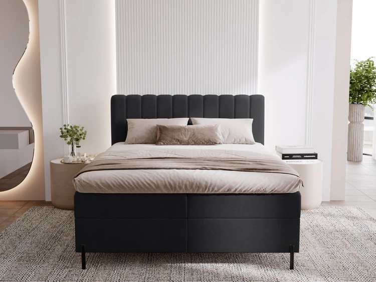 Boxspringbett mit Bettkasten 180x200 Primavera Schwarz