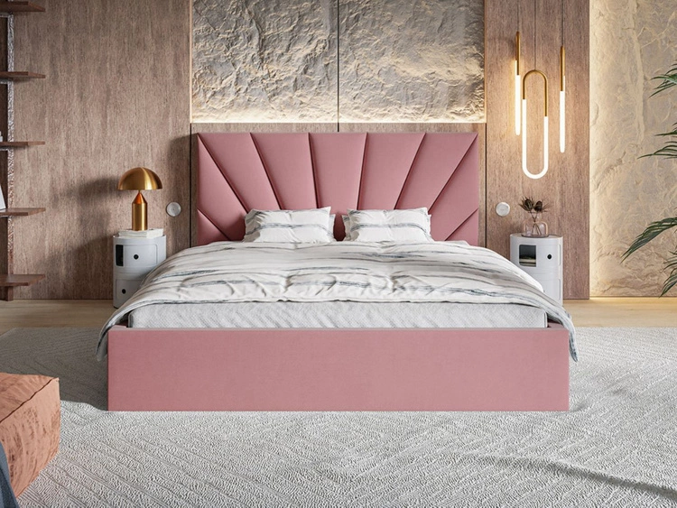 Polsterbett mit Bettkasten und Lattenrost 160x200 Orlo Rosa
