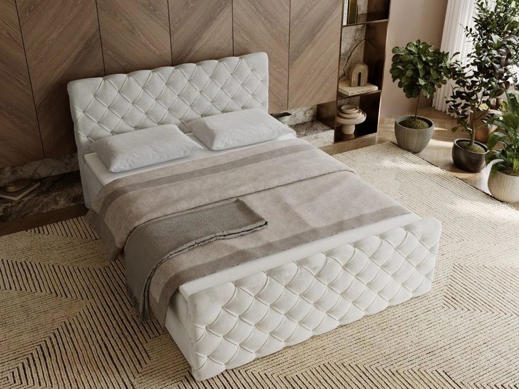 Boxspringbett mit Bettkasten 120x200 Lunaris Creme