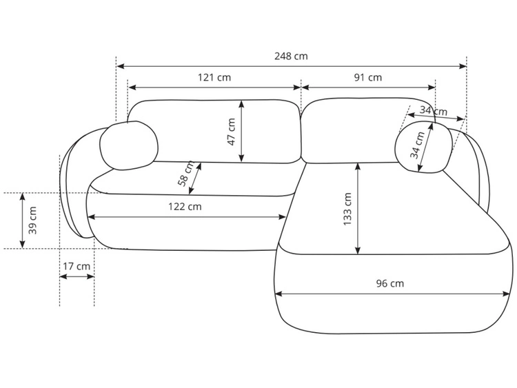 Ecksofa L-Form Links mit Schlaffunktion und Bettkasten Oreo Creme