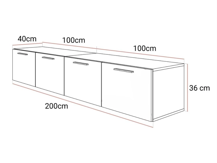 Hängeschrank mit Türen und LED-Beleuchtung 200 cm Nodoo Kaschmir
