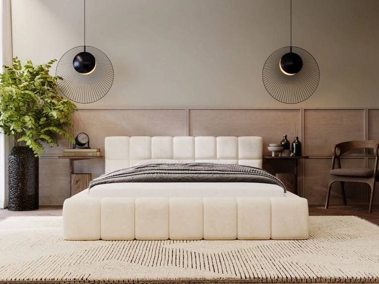 Polsterbett mit Bettkasten und Lattenrost 160x200 Alicante Beige