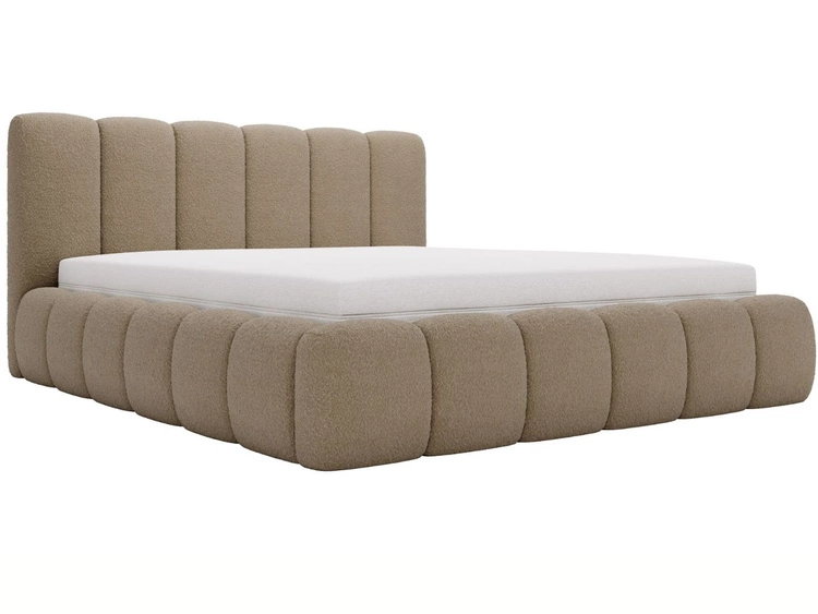 Polsterbett mit Bettkasten und Lattenrost 160x200 Cloud Bouclé-Stoff Braun