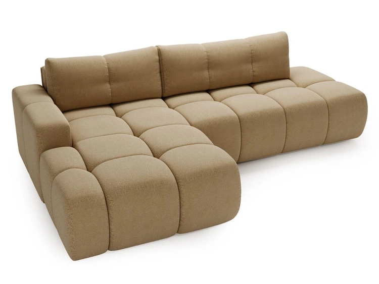 Ecksofa L-Form Links mit Schlaffunktion und Bettkasten Montero Hellbraun