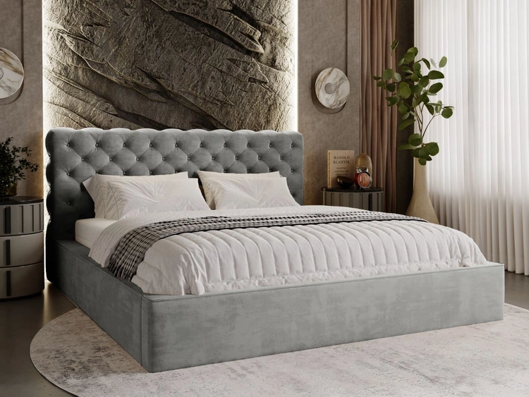 Polsterbett mit Bettkasten und Lattenrost 180x200 Apollo Grau