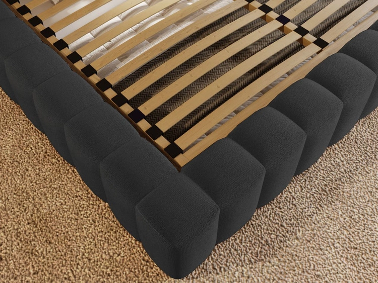 Polsterbett mit Bettkasten und Lattenrost 140x200 Rotto Schwarz