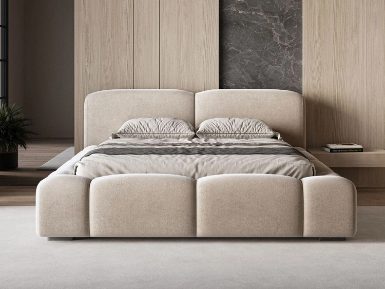 Polsterbett mit Bettkasten und Lattenrost 180x200 Aubi Beige