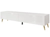 TV-Lowboard mit Türen auf Goldenen Metallbeinen 175 cm mit LED-Beleuchtung Sorelle Weiß Hochglanz