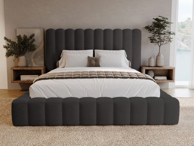 Polsterbett mit Bettkasten und Lattenrost 140x200 Rotto Schwarz