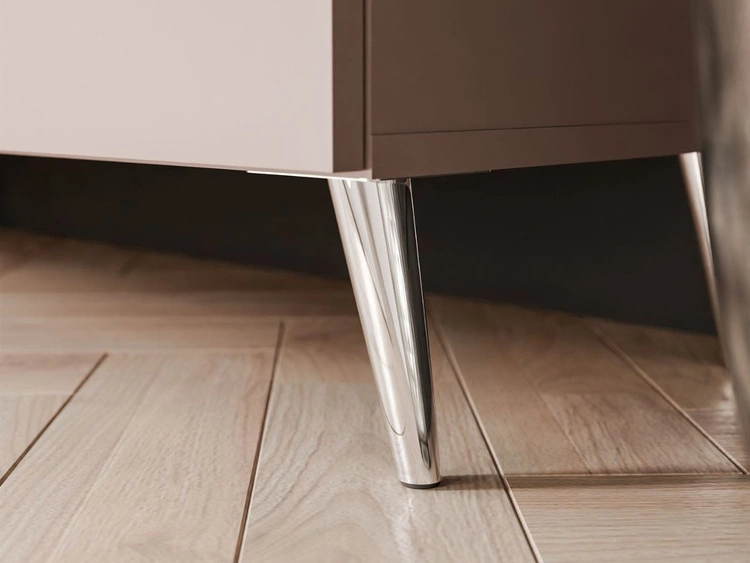 TV-Lowboard mit Türen und Griffen auf Silbernen Metallbeinen 100 cm Noaé Kaschmir