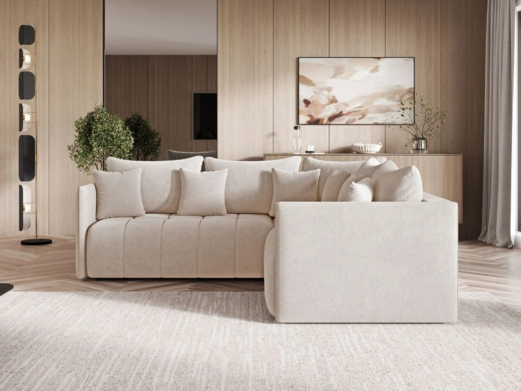 Ecksofa L-Form mit Schlaffunktion und Bettkasten Ardi L Beige