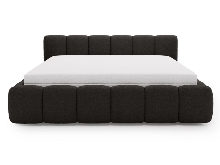 Polsterbett ohne Bettkasten mit Lattenrost 160x200 Cloud Low aus Bouclé-Stoff Schwarz
