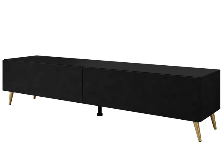 TV-Lowboard mit Türen auf Goldenen Metallbeinen 175 cm Sorelle Schwarz Matt