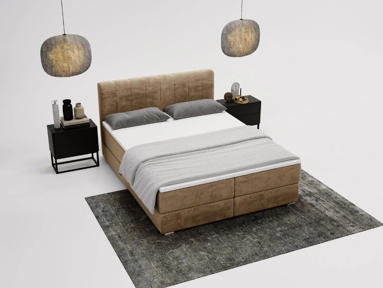 Boxspringbett mit Bettkasten 120x200 Forte Beige