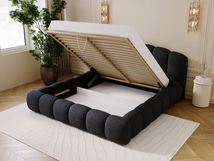 Polsterbett mit Stauraum und Lattenrost 180x200 Cloud Soft Schwarz