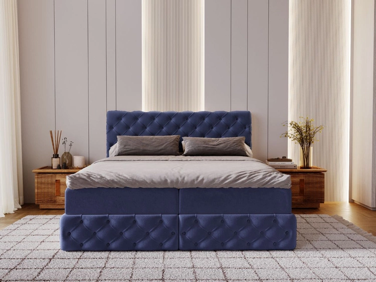 Boxspringbett mit Bettkasten 120x200 Canolo Dunkelblau
