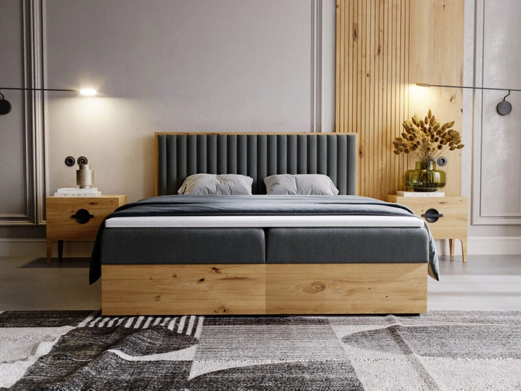 Boxspringbett mit Bettkasten 140x200 Forest Dunkelgrau