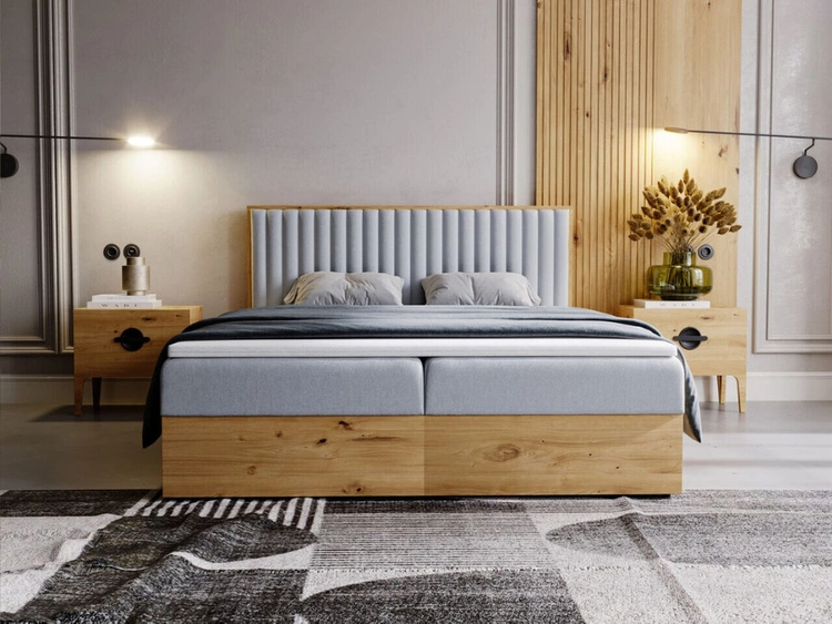 Boxspringbett mit Bettkasten 140x200 Forest Hellgrau