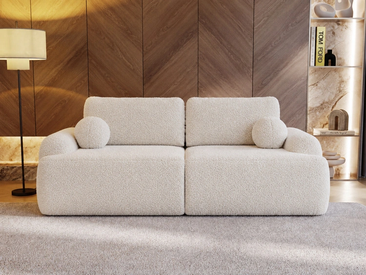 Sofa mit Schlaffunktion und Bettkasten Aurio Weiß