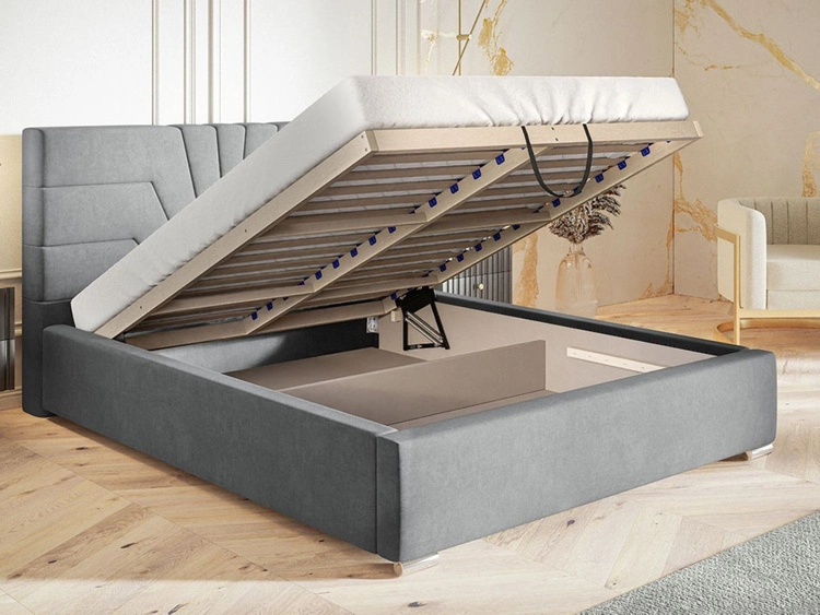 Polsterbett mit Bettkasten und Lattenrost 160x200 Tesis Hellgrau