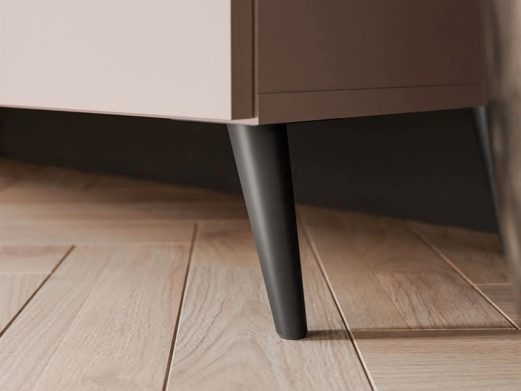 Wohnwand für das Wohnzimmer mit LED-Beleuchtung auf Schwarzen Metallbeinen Noaé Kaschmir