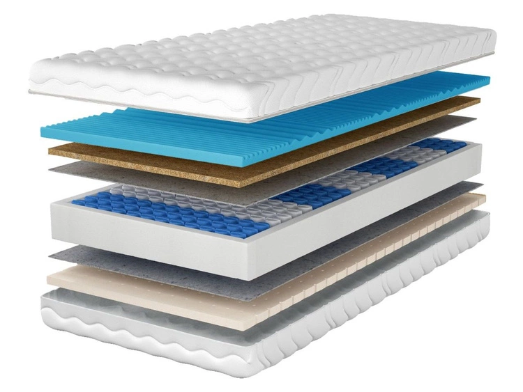 Taschenfederkernmatratze mit profiliertem Schaumstoff, Kokosmatte und Latex Tivo 80x200