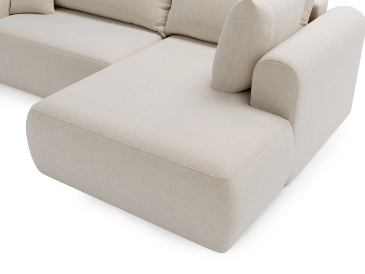 Ecksofa L-Form mit Schlaffunktion und Bettkasten Savana Bis Hellbeige