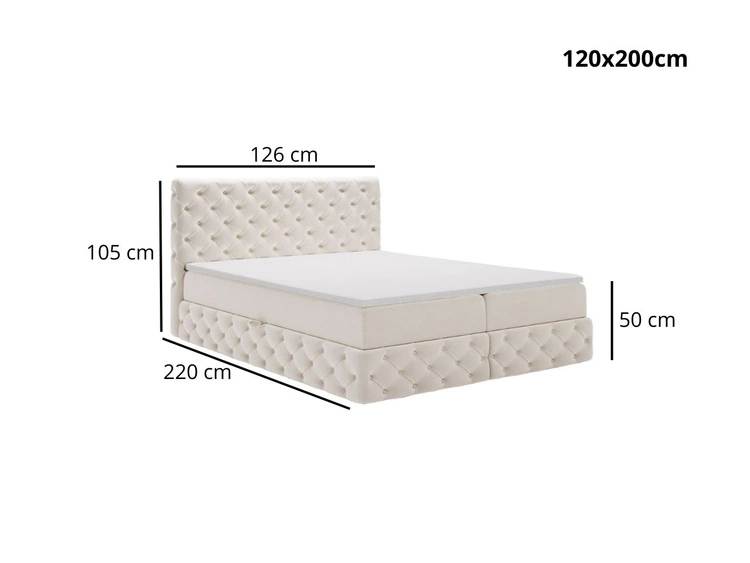 Boxspringbett mit Bettkasten 120x200 Canolo Dunkelblau