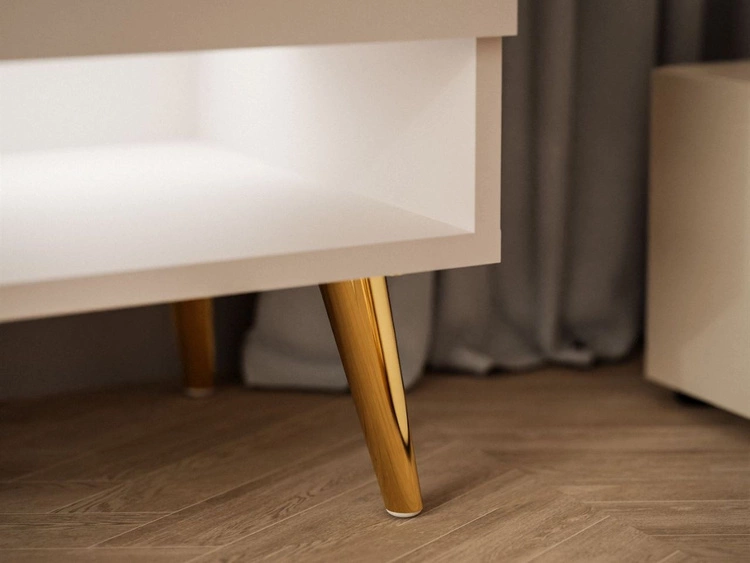 TV-Schrank für das Wohnzimmer 180 cm mit goldenen Beinen und LED-Beleuchtung Aurelie Kaschmir Hochglanz