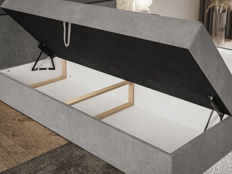 Boxspringbett mit Bettkasten 140x200 Hera Grau