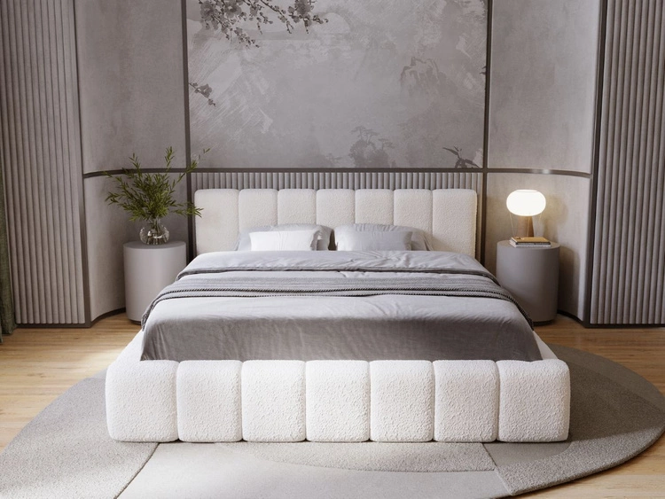 Polsterbett mit Bettkasten und Lattenrost 160x200 Orio Beige