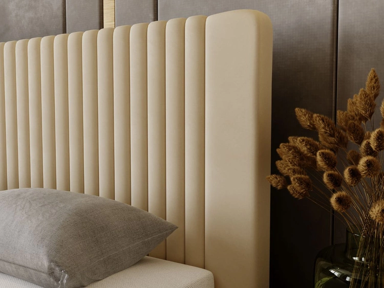 Polsterbett mit Bettkasten und Lattenrost 180x200 Malmo Beige
