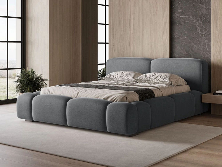 Polsterbett mit Bettkasten und Lattenrost 120x200 Aubi Dunkelgrau