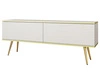 TV-Lowboard mit Türen 135 cm Diolo Weiß mit geriffelter auf goldenen Beinen