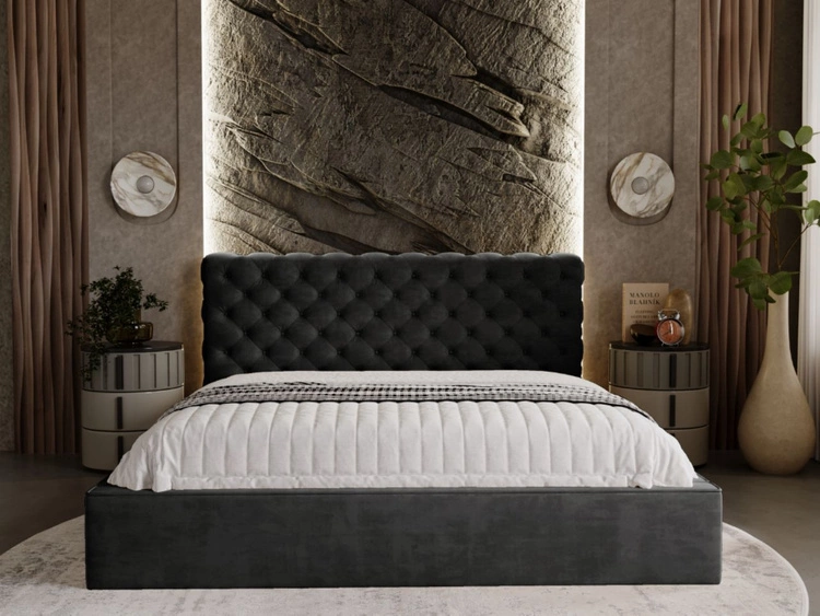 Polsterbett mit Bettkasten und Lattenrost 120x200 Apollo Schwarz