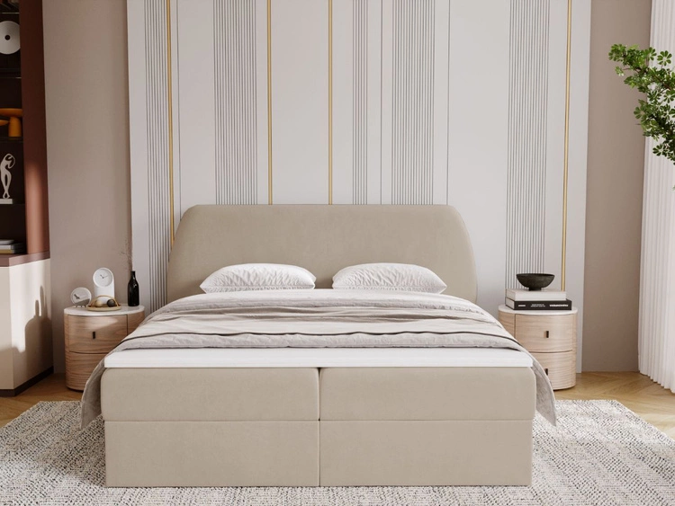 Boxspringbett mit Bettkasten 180x200 Bogota Beige