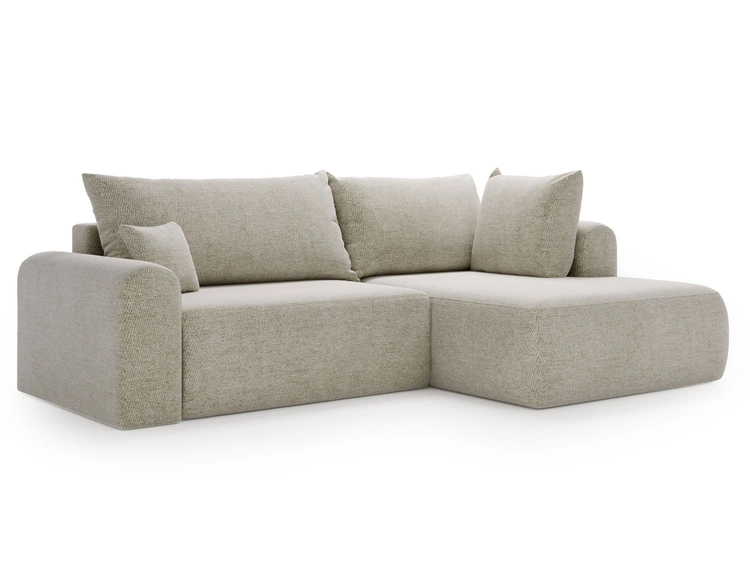Ecksofa L-Form mit Schlaffunktion und Bettkasten Savana Bis Hellbeige