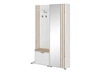 Garderobe mit Spiegel und Kleiderhaken Weiß, Artisan Eiche