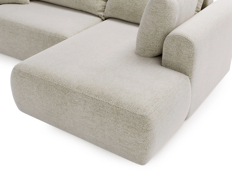 Ecksofa L-Form mit Schlaffunktion und Bettkasten Savana Bis Hellbeige