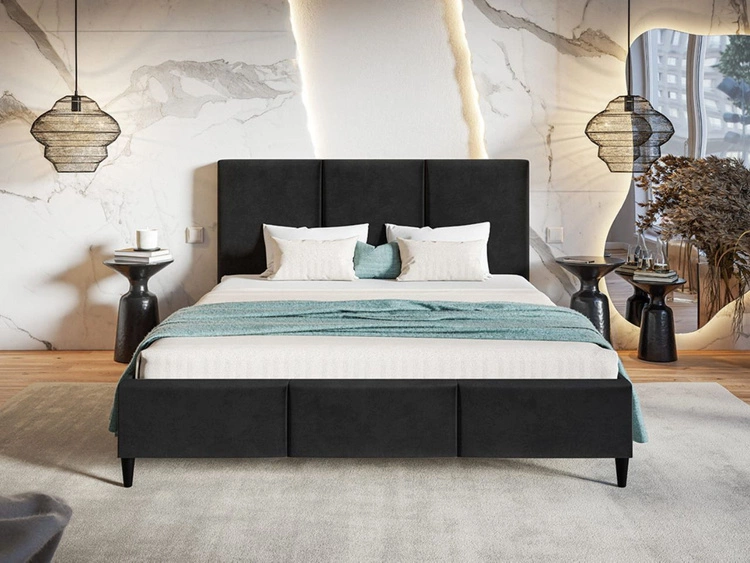 Polsterbett mit Lattenrost 120x200 Trio Schwarz