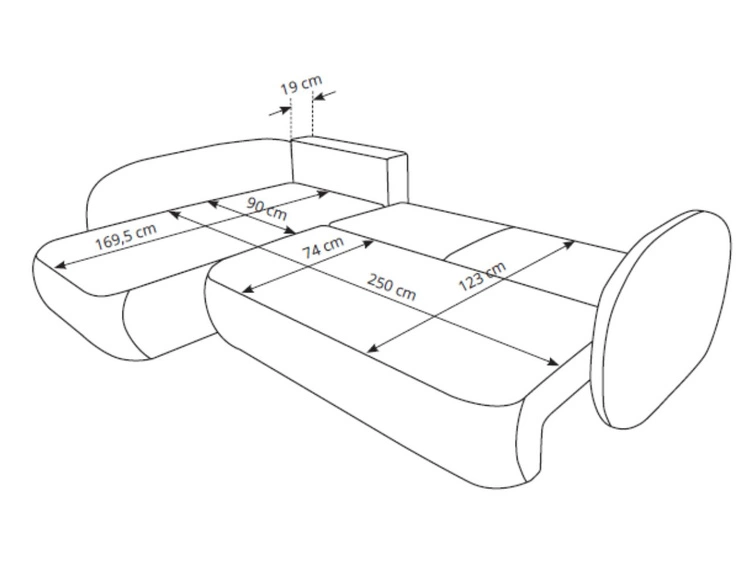 Ecksofa mit Schlaffunktion und Bettkasten Rechts Carino Beige