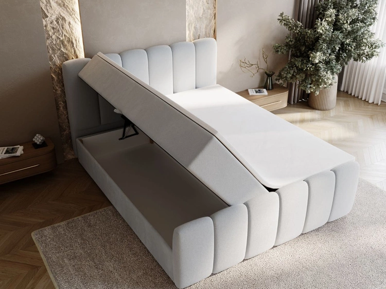 Boxspringbett mit Bettkasten 140x200 Cloud Grau