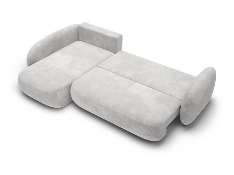 Ecksofa mit Schlaffunktion und Bettkasten Links Carino Hellgrau