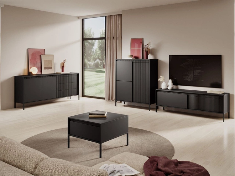 Kommode mit Türen und Schubladen 187 cm Sorano Schwarz