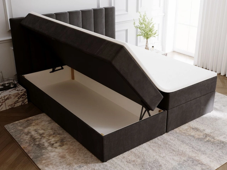 Boxspringbett mit Bettkasten 200x200 Mocca Schwarz