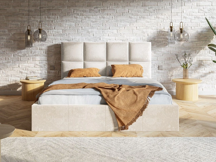 Polsterbett mit Bettkasten und Lattenrost 180x200 Malo Beige