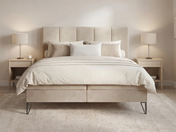 Boxspringbett mit Bettkasten 160x200 Vendi Beige