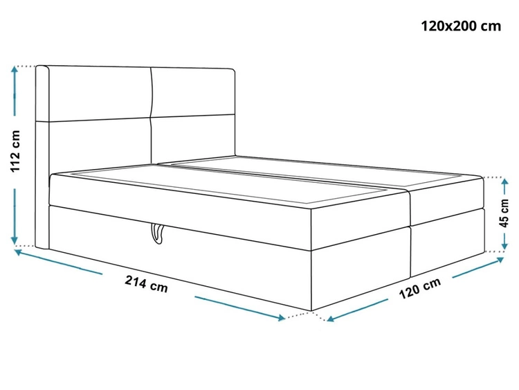 Boxspringbett mit Bettkasten 120x200 Hera Dunkelblau