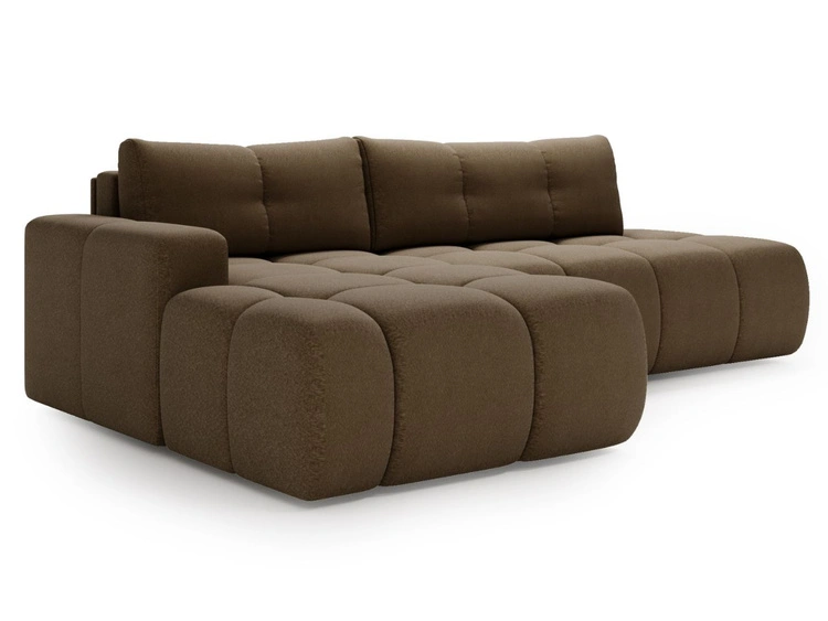 Ecksofa L-Form Links mit Schlaffunktion und Bettkasten Montero Braun
